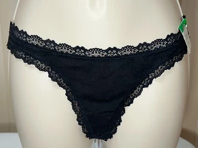 Mujer Jenni Bikini Tanga Ropa Interior L Encaje Ribete Panty Negro 1 Par 100110139 Foto 1 de 4