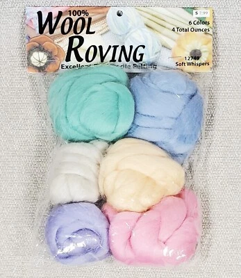 Sullivans 100% WOOL ROVING 12749 Needle FELTING 6 Colors Soft Whispers NEW Pkg. - Image 1 of 2