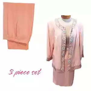 Traje Randolph Duke The Look de colección 18W conjunto de 3 piezas falda rosa pantalones chaqueta seda - Imagen 1 de 15