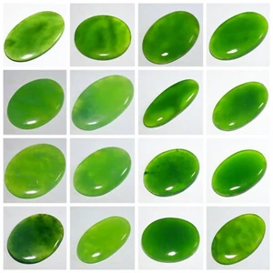 NATURAL TRANSLUCENT GREEN SERPENTINE JADE OVAL CABOCHON GEMSTONE AN- - Picture 1 of 21