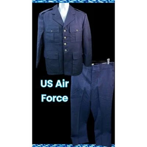 USAF 100% Wool Blue Coat size 42S MIL-C-27438 w/ Matching Pants 34x34 - Picture 1 of 11