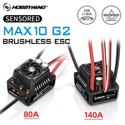 Hobbywing MAX10 G2 Sensored Brushless ESC 80A 140A 2-3S for 1/10 RC Car Truck - Bild 1 von 4