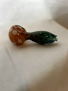 Green & Orange Fat Chamber Color Changing Pipe Tobacco Hand Pipe 3 3/4 P2538 - Picture 1 of 4