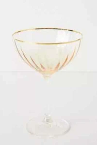 Anthropologie Rose Gold Champagne Wine Glass Ombre 24k Gold Rim - Picture 1 of 3