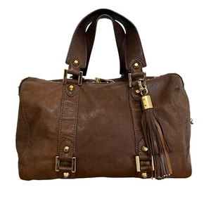 Juicy Couture Brown Leather Satchel Tassel Stud Details - Picture 1 of 16