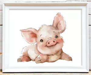 Schwein Wandkunstdruck, süßes Schwein Bauernhaus Kunst Wohndeko Druck #24 - Bild 1 von 2