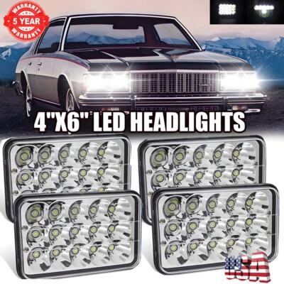 4PCS 4x6" LED Headlights Hi/Lo Sealed Beam For 1977-1986 Chevrolet Caprice - Image 1 of 4