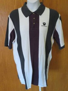 Vintage MOTOROLA Batwings Logo S/S Polo Golf SHIRT Men's XXL Telecom Striped - Picture 1 of 4