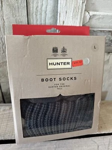 NEW NIB Pair Hunter Tall Original Boot Cable Knit Socks Slate Large Women’s - Picture 1 of 7