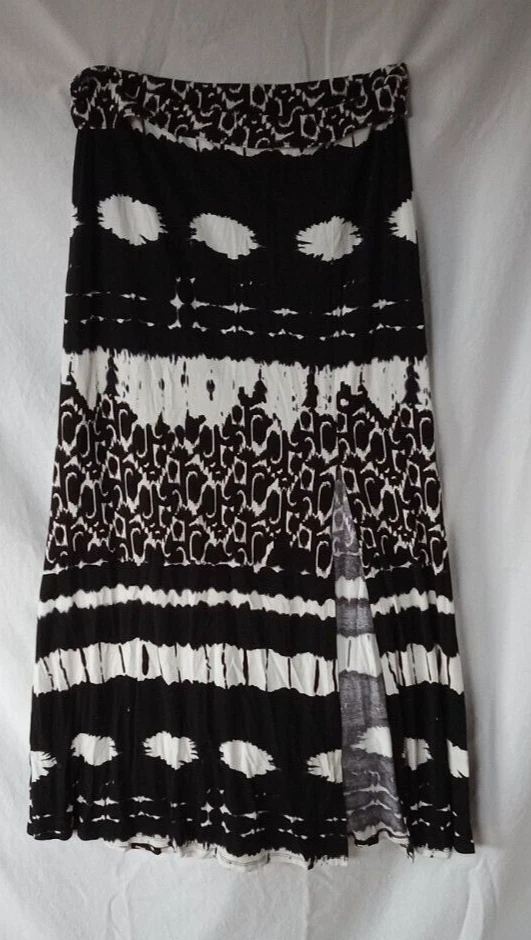 KAREN KANE Mujer Falda Grande Maxi Tejida Negro Blanco Cómoda Verano Informal Foto 1 de 4