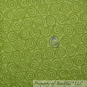 BonEful Fabric FQ Cotton Quilt Green Swirl Scroll Calico Dot Small Retro Blender - Picture 1 of 6