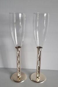 2 Champagne Glasses With Decorative Stem