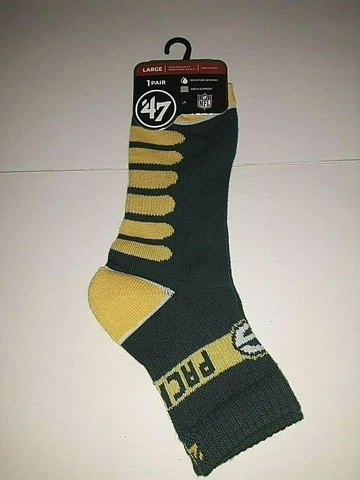 Green Bay Packers NFL '47 Men's Socks, 1 Pair, Size Large 9-13 Cover