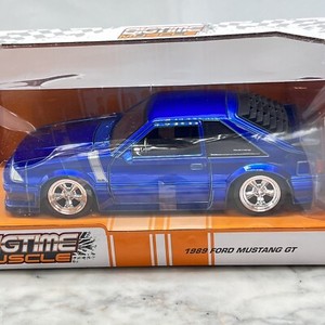 Jada Toys 1989 Ford Mustang GT Fox Body Metallic Blue /w Upgraded chrome rims