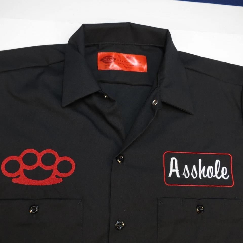 NEW NWT DICKIES A$$HOLE BRASS KNUCKLES MMA FIGHTER GARAGE MECHANIC WORK SHIRT  - Image 1 of 4