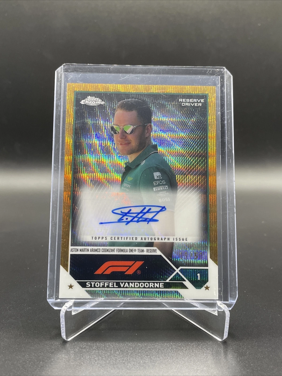 2023 Topps Chrome Formula 1 F1 Stoffel Vandoorne Gold Wave 19/50 Autograph Auto
