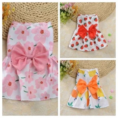 Pet Dog Pup Cat Summer Floral Colorful Snap Close Bow Cute Princess Skirt Dress - Image 1 of 4