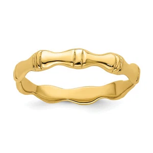Lex & Lu 14k Yellow Gold Polished Bamboo Band Ring Size 7 - Picture 1 of 2