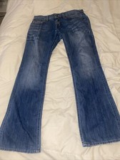 Guess Falcon Mens Slim Fit Boot Cut Denim Blue Jeans Size 32 Distressed 32x40