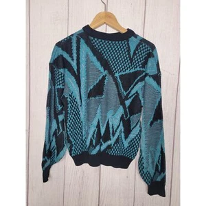 Maglione uomo Bill Cosby vintage sabato blu affilato geometrico anni 80 90 L - Foto 1 di 10
