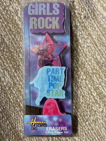 Vintage Hannah Montana ERASERS Miley Cyrus Disney Collection Girls Rock Cover