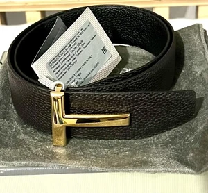 Auténtico cinturón de cuero de grano reversible Tom Ford 75 negro marrón TB178T-LCL236 - Imagen 1 de 8