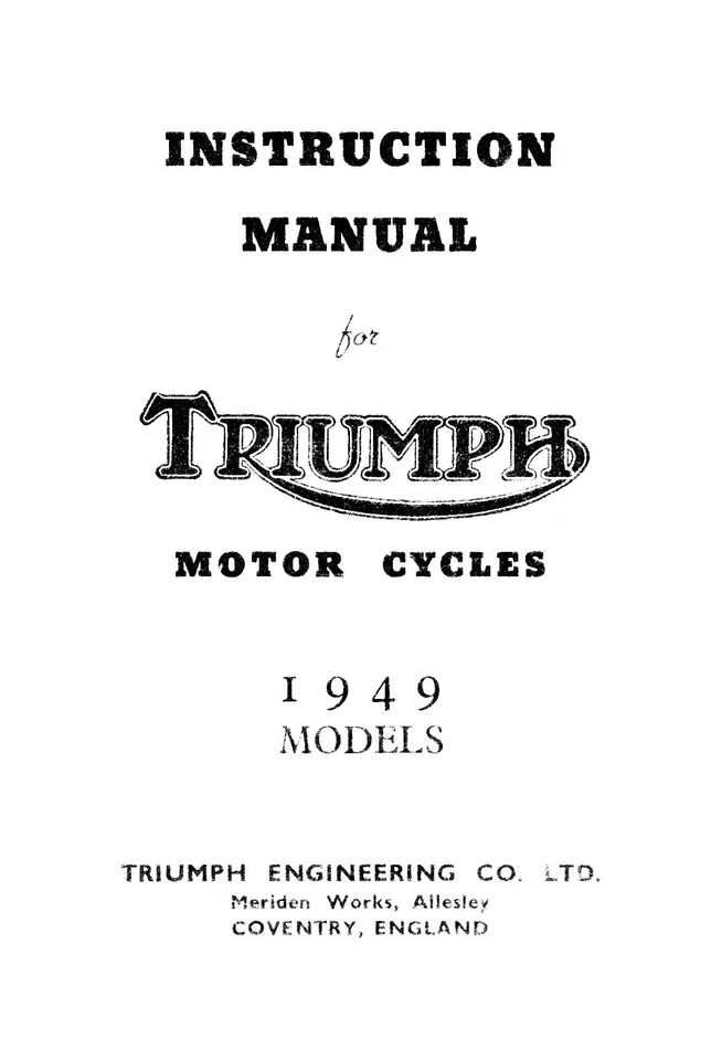 (1180) 1949 Triumph Alll models Instruction book - Image 1 of 1