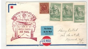 LUFTFAHRT ERSTFLUG LUFTPOST TRANSATLANTIK NY NACH FOYNES & #763 UNGEZÄHNT - Bild 1 von 2