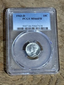 1943-D MERCURY DIME PCGS MS66FB BRILLIANT UNCIRCULATED GEM FREE SHIPPING! - Picture 1 of 5