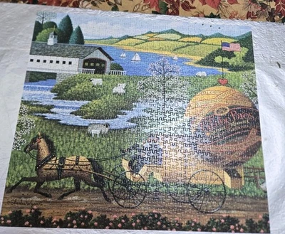 Quebra-cabeça Charles Wysocki Paper Route 1000 peças vintage completo 1997 Americana - Imagem 1 de 3