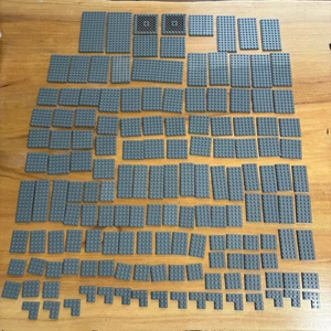 Lot of 148 LEGO Dark Bluish Gray Baseplates Plates 4x4 4x6 4x8 4x10 4x12 6x6 6x8 - Picture 1 of 8