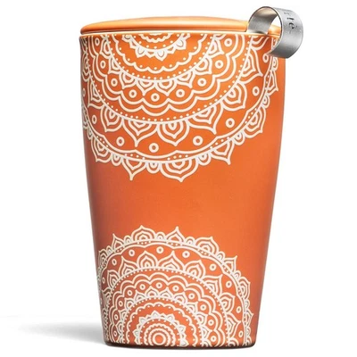 Chakra Double-Walled Ceramic Kati Cup with Removable Stainless Steel Infuser ... - Image 1 of 4