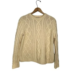 L.L. Bean kids Cream Fishermans Cable Knit Sweater Size Large 14/16 - Picture 1 of 5