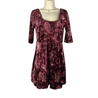 Vestido Charlotte Russe Para Mujer Grande Borgoña Paisley Terciopelo De Colección EE. UU. Y2K Foto 1 de 4