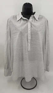 Lane Bryant 14/16 No Peek Collection Blanco y Gris Rayas Campesino Top Botón Nuevo con Etiquetas - Imagen 1 de 12
