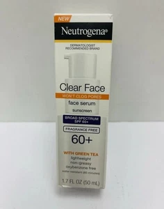 Neutrogena Clear Face Serum Sunscreen SPF 60+ w/ Green Tea 1.4 oz Exp 12/26 - Picture 1 of 4