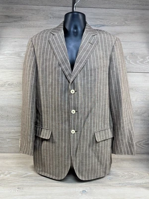 Pal Zileri Men's Beige Striped Wool/Linen 3-Button Blazer Sport Coat Italy 44 R - Image 1 of 4
