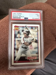 1991 Topps Desert Shield #421 Alex Cole PSA 7 INDIANS - Bild 1 von 2