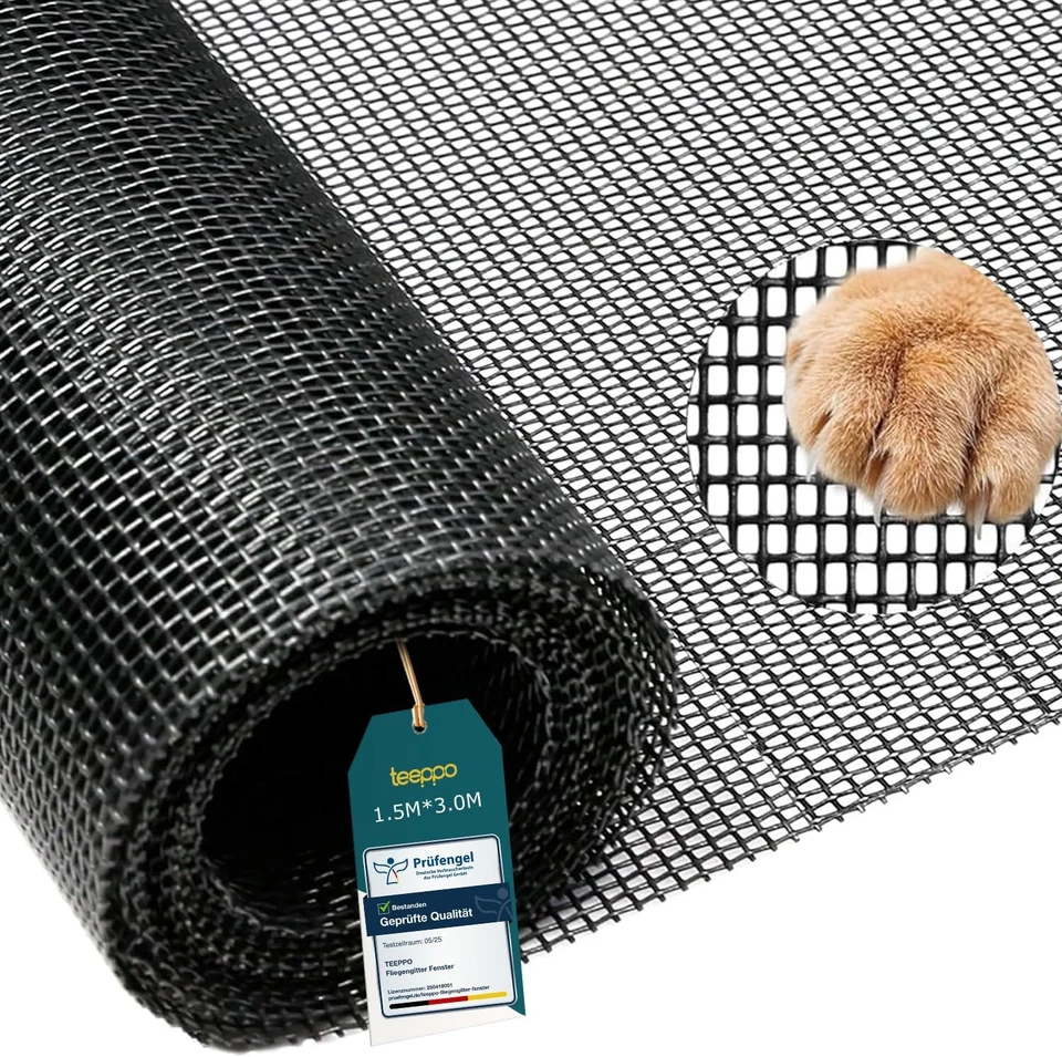 Fliegengitter Fiberglas Gewebe Grau Insektenschutz Meterware Türen Fenster Zubeh - Bild 1 von 4