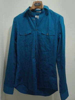 Camisa de vestir ajustada con botones azul real con botones Express MK2 talla M 15-15,5 para hombre Foto 1 de 4