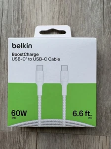 Belkin Boost Charge Braided USB-C to USB-C Cable 6.6 ft / 2M, White - Picture 1 of 5