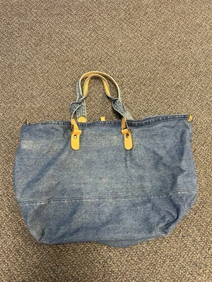 Bolso de Viaje de Lona Denim Gap Vintage Años 80 90 con Asas de Cuero Grunge Weekender Foto 1 de 4