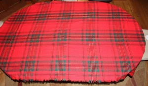 Vintage Plaid Tartan Holiday Red Green Gold Tablecloth Christmas Dinning 80x56 - Picture 1 of 3