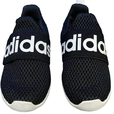 阿迪达斯蹒跚学步男孩 7K Lite Racer Adapt 4.0 一脚蹬黑白运动鞋 — 第 1/4 张图片