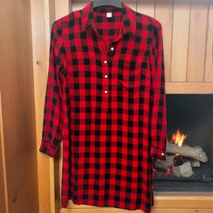 Old Navy Flanell Hemd Kleid Damen Medium rot schwarz Büffel kariert Pullover - Bild 1 von 10