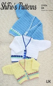 Cárdigan de flores prematuro con patrón de ganchillo para bebés cuello en V, 3 tallas, Reino Unido, CP454 - Imagen 1 de 9