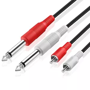 Cable de audio RCA doble de 1/4 de pulgada a doble 10 pies macho 6,35 mm 1/4" fono mono a RCA - Imagen 1 de 6