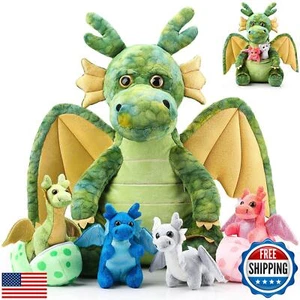 Arrowbash 7-teiliges Drachen Plüschtiere Geschenkset 15,75 Zoll großer Drachenmutter Stofftier An - Bild 1 von 5
