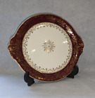 Vintage "J & G Meakin "SOL" Serving Plate.  Burgundy, gold and white.  24cm dia.
