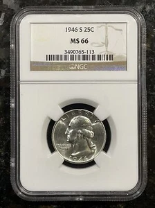 NGC MS66 1946-S Washington Quarter Silver Certified GEM - Picture 1 of 2